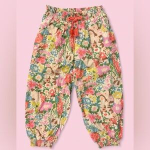Mini Boden Floral Jogger Pants Elastic Waist Drawstring with Pockets | Size 6Y